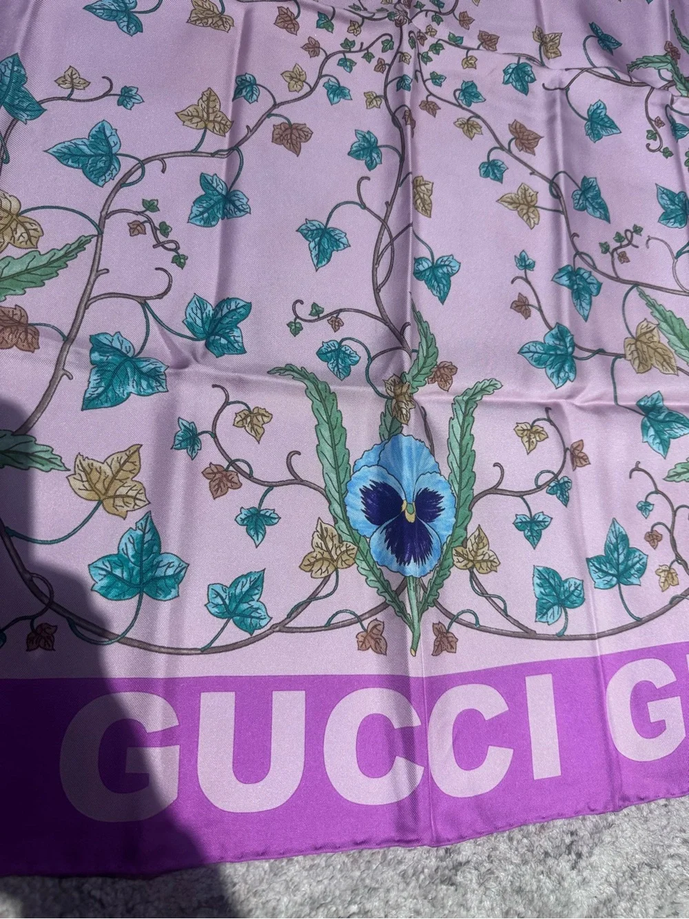 Gucci Pink Floral Silk Scarf